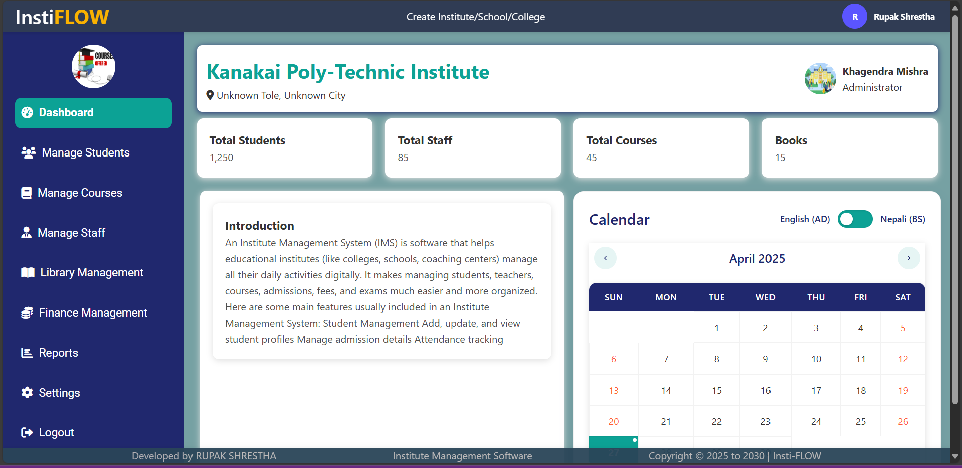 Institute Management System